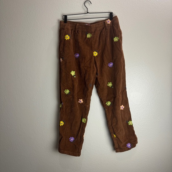 Urban Outfitter Floral Corduroy Pants Drawstring Size Large - Picture 1 of 10